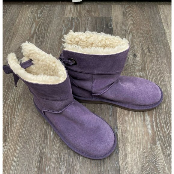 New KOOLABURRA BY UGG Andrah Suede Leather Short Boot Sz 2 Y  Big Girls Purple - Picture 7 of 12